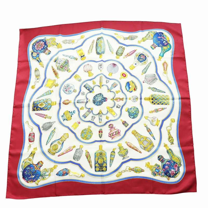 HERMES（エルメス） カレ90 大判スカーフ ストール 総柄 香水の瓶 ロゴ