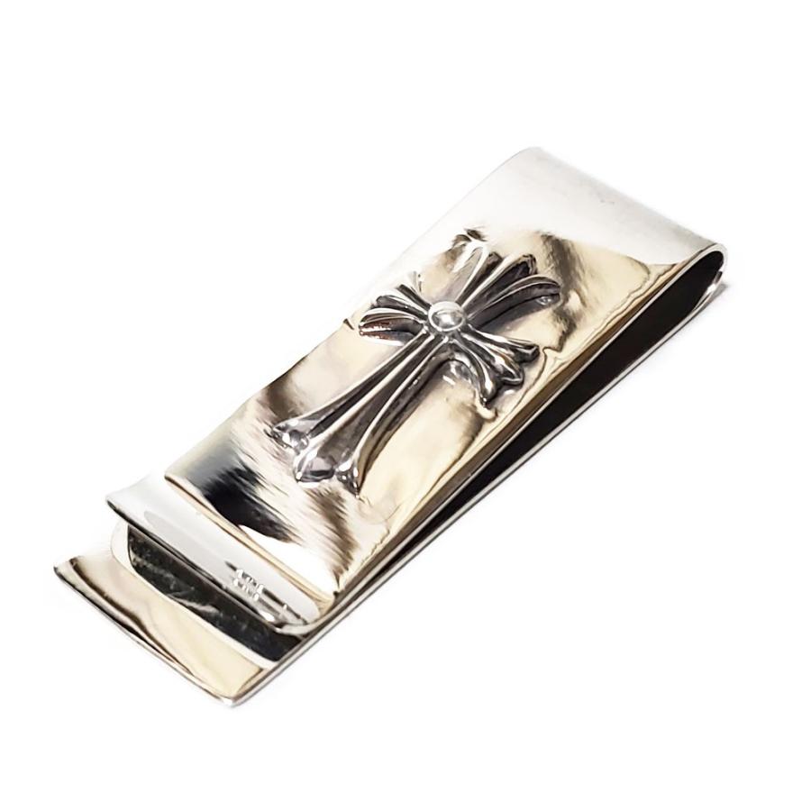 マネークリップ/札挟み シルバー925 68mm フローラルクロス紋章 大型