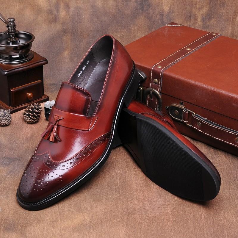 定番 メンズビジネスシューズ タッセルローファー 本革 レザー 牛革