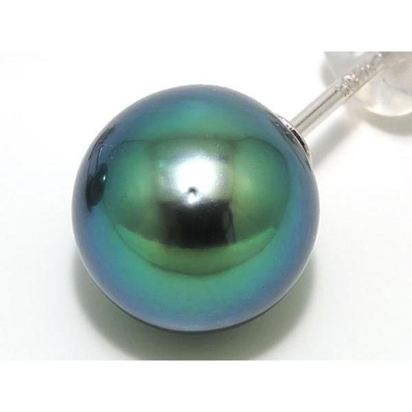 黒蝶真珠（黒真珠）ピアス9.5mm ピーコックグリーン : 真珠専門店