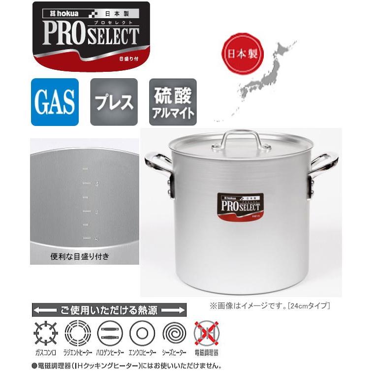 北陸アルミニウム 北陸アルミ プロセレクト 寸胴鍋30cm [日本製] : 山