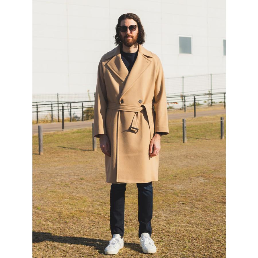 HEVO（イーヴォ） ウール混 ダブル ロングコート メンズ BRINDISI