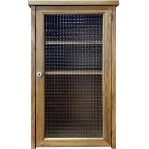 キャビネット チェッカーガラス 側面ガラス アンティークホワイト 48.5