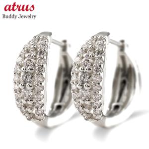 Pt900 0.34ctUP 中折れ ダイヤモンド ダブルフープ ピアス 送料無料