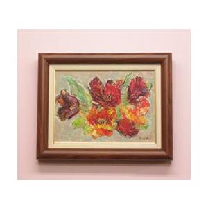 絵画 油絵 原画 吉田利子 〈チューリップ〉 静物画 ∵ サイズ4F 送料