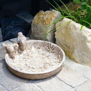 アンティーク調ガーデンオーナメント バードバス レース S : ガーデン