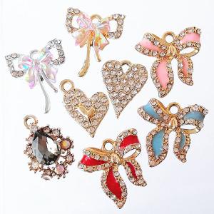 金属 チャーム さくらんぼ 果物 くだもの フルーツ ハート ガラス