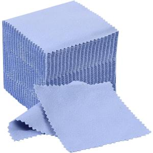 光沢復活 シルバー クロス 金銀磨き布 貴金属磨き 水色100枚セット