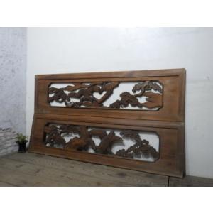 タN0385◇【H37cm×W168cm】素敵な組子細工のレトロな古い木製欄間