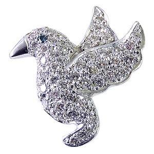 ダイヤモンド ブルーダイヤモンド 鳥 バード ブローチ ラペルピン