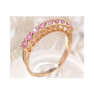 K18PG ピンクサファイア ハート型リング