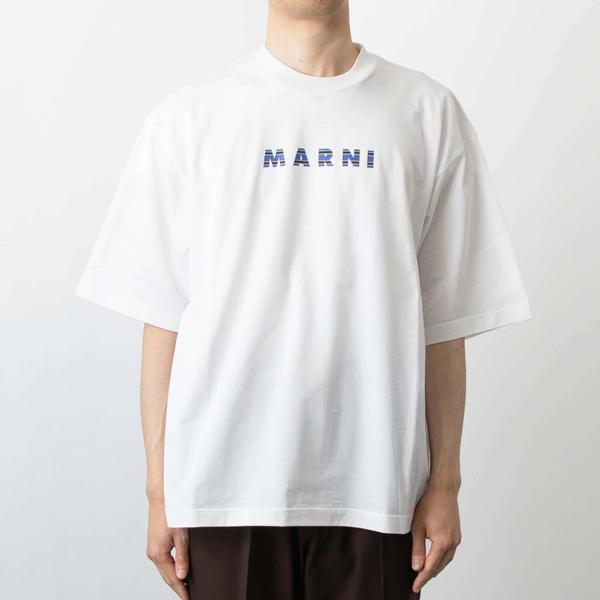 MARNI（マルニ） 半袖Tシャツ T-SHIRT WITH STRIPED MARNI LOGO