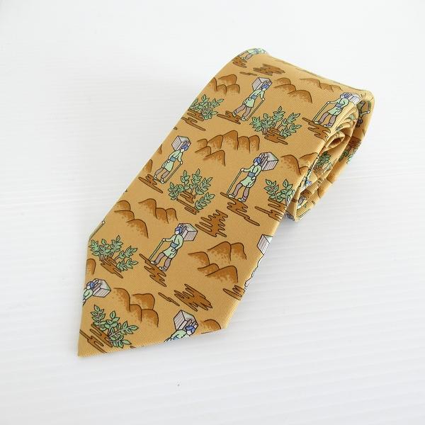 HERMES（エルメス） #anzt ネクタイ ベージュ系 シルク 総柄 フランス