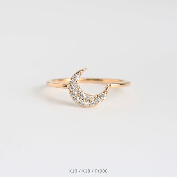 Avaron（アヴァロン） パヴェ ダイヤモンド 三日月 リング 指輪