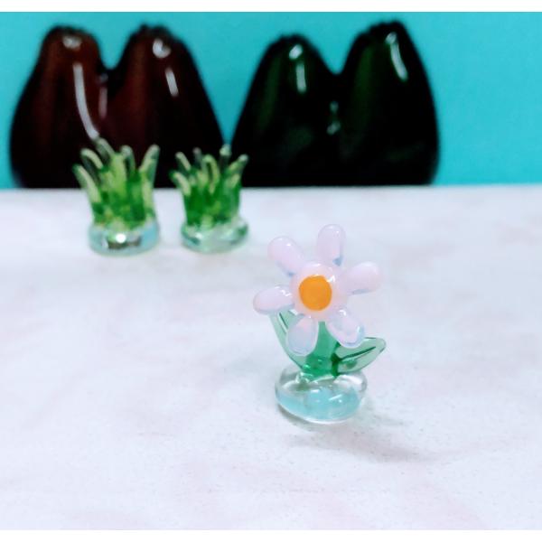 ガラス細工 コスモス（S) ミニチュア 置物 雑貨 小物 花 : きたの