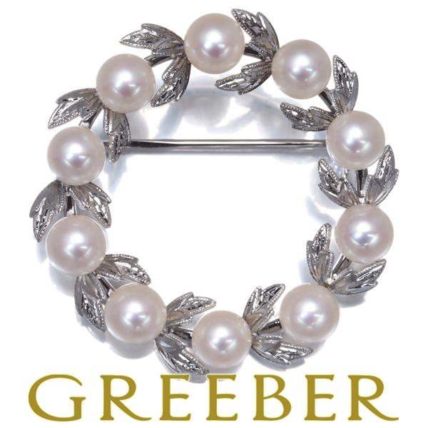 MIKIMOTO（ミキモト） ブローチ パール 真珠 5.6mm リーフ リース