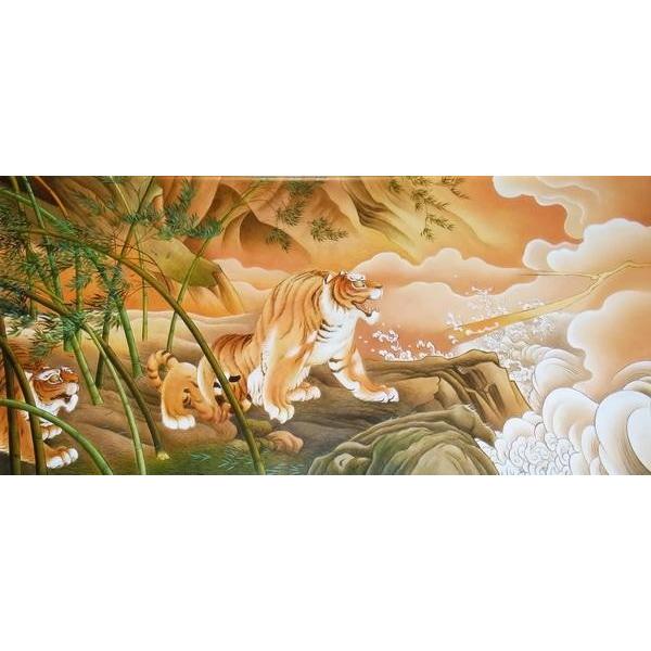 漆絵 橋本雅邦の名作_龍虎図 NH29 : 絵画制作専門ユーラシアアート