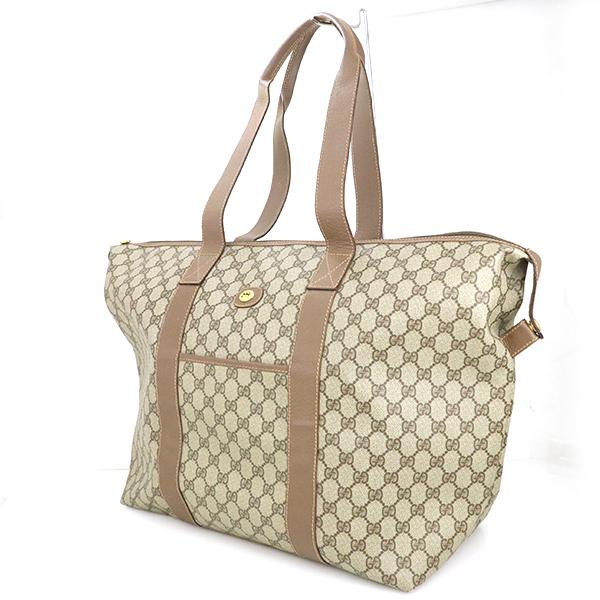 グッチ GUCCI オールドグッチ ベージュ GG柄 PVC×レザー GGプラス