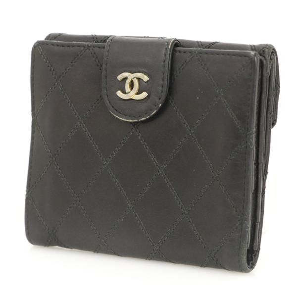 シャネル CHANEL ビコローレ ブラック レザー 両面財布 二つ折財布