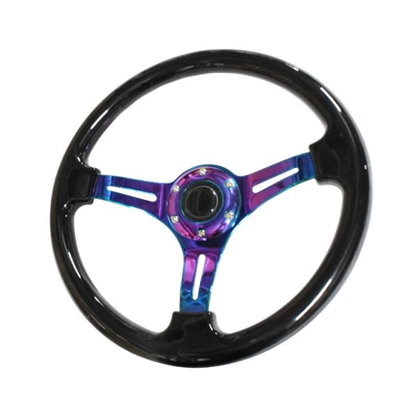 MOMO形状対応 ステアリング 黒×ネオクローム 35Φ 350mm ハンドル