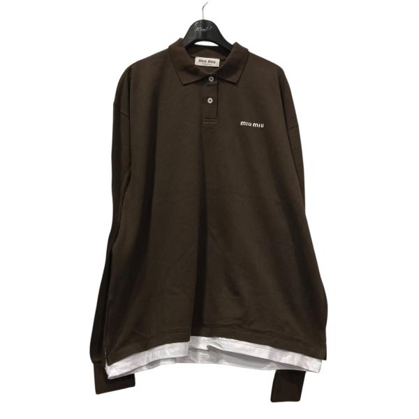 miu miu（ミュウミュウ） ピケxジャージー ポロシャツ MJL069 ブラウン