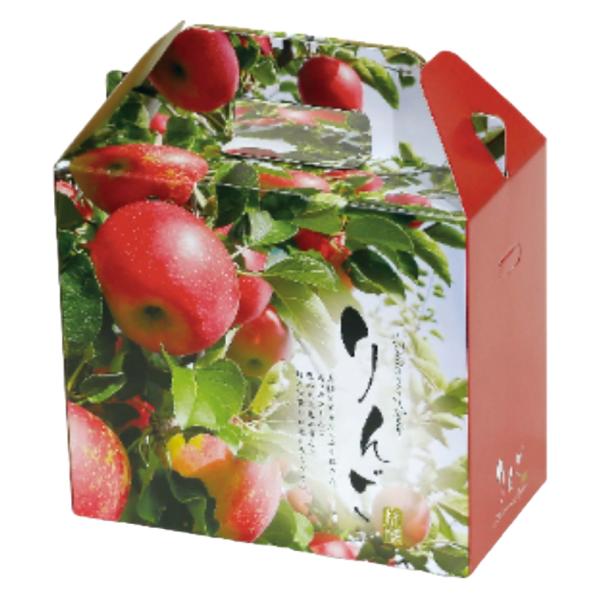 ヤマニパッケージ りんご箱 L-2529 りんご4個手提箱 220×120×195mm 1