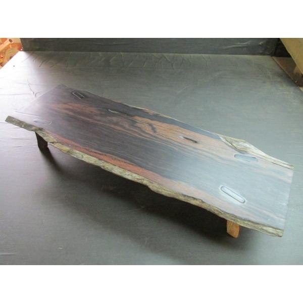 縞黒檀一枚板杢板拭き漆飾り台：b 木製 飾り台 脚付き 一枚板 木製