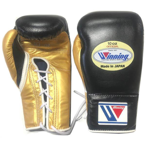 10オンス MS-300-BLKGLD1 ウイニング ボクシンググローブ ひも式