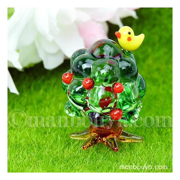 ミニチュア ガラス細工 樹木 森 植物 背景 ディスプレイ 木と小鳥