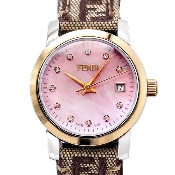 フェンディ FENDI クラシコ F218272DF 11Pダイヤ ピンクシェル文字盤