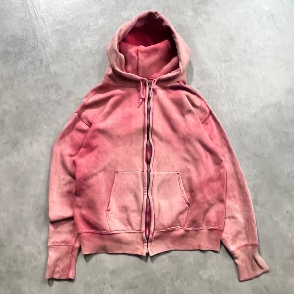 50-60'S BVD Sunfaded Zip Up Sweat Hoodie RED/L 50-60年代 サン