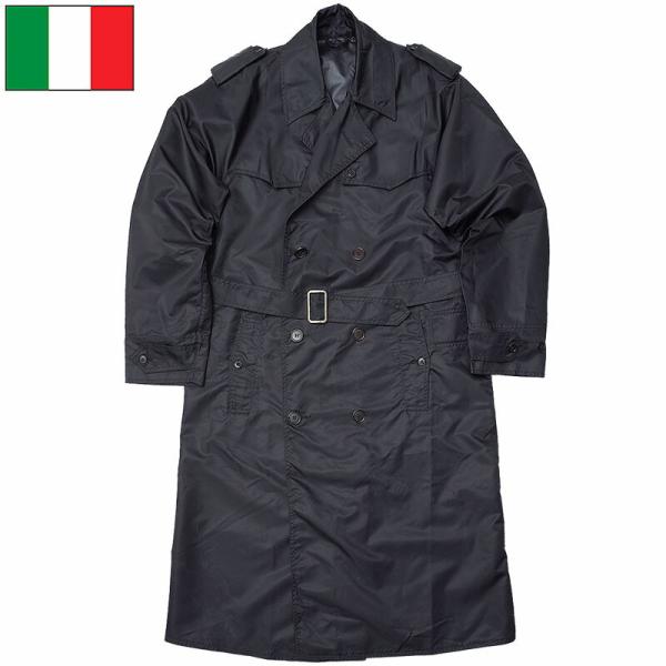 イタリア軍 NAVY ナイロン トレンチコート ネイビー デッドストック