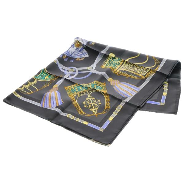 HERMES（エルメス） カレ90 LES MUSEROLLES スカーフ グレー シルク