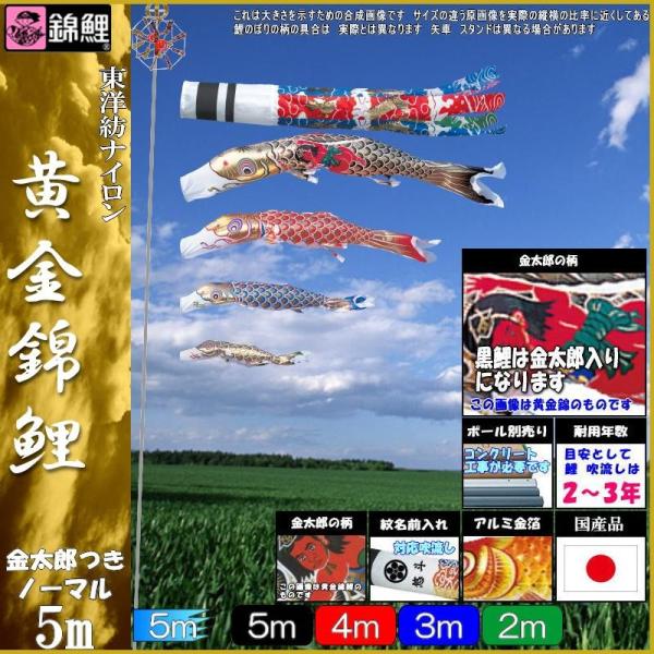 鯉のぼり 錦鯉 GNHK054 ノーマルセット 黄金錦鯉 5m4匹 金太郎 飛龍