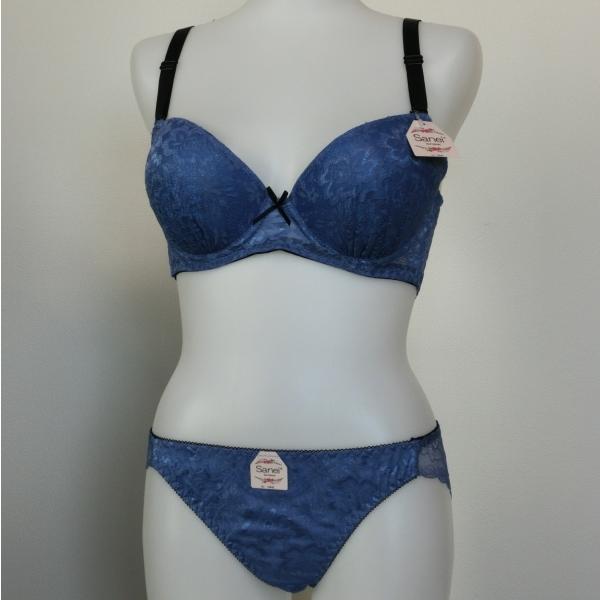 E75-L F70-M F75-L F80-L】Sanei ブラジャー＋レースショーツ 青 0591