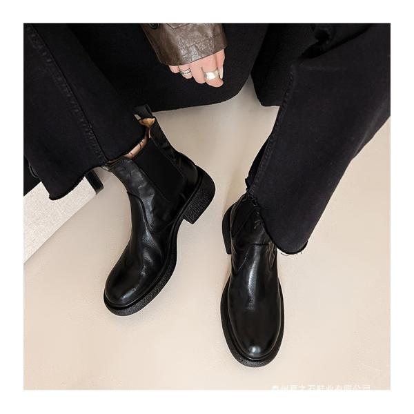 レディースショートブーツ チェルシーブーツ 本革 秋冬靴 サイドゴア