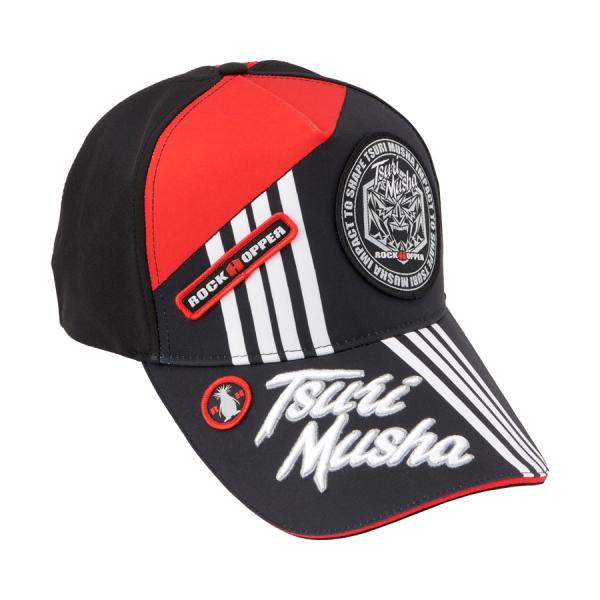 釣武者 ワッペンキャップ ブラック/レッド : フィッシング いちだ