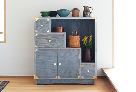 開梱設置無料]【大川家具】≪受注生産≫階段タンス 80cm幅 吉野