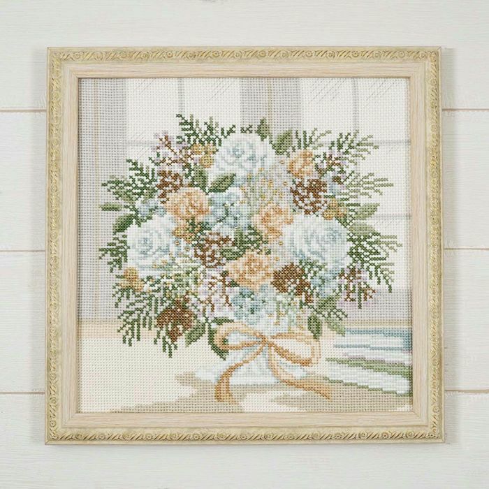 完成品】クロスステッチフレーム＜お部屋で楽しむさくらの季節