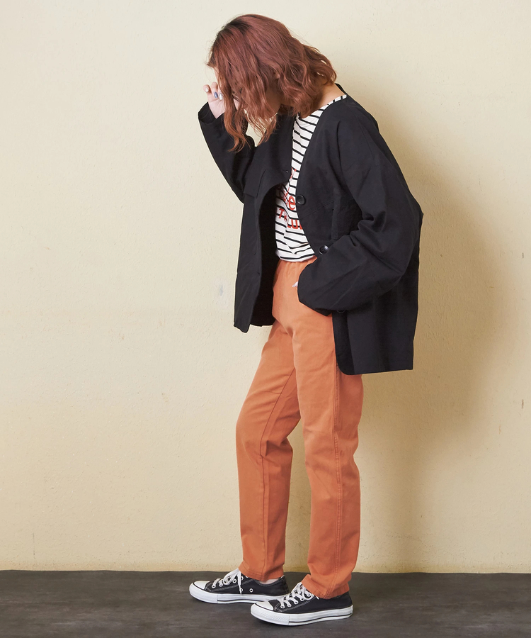 冬クリアランス】ピーチツイル 製品染 らくしゅっと パンツ