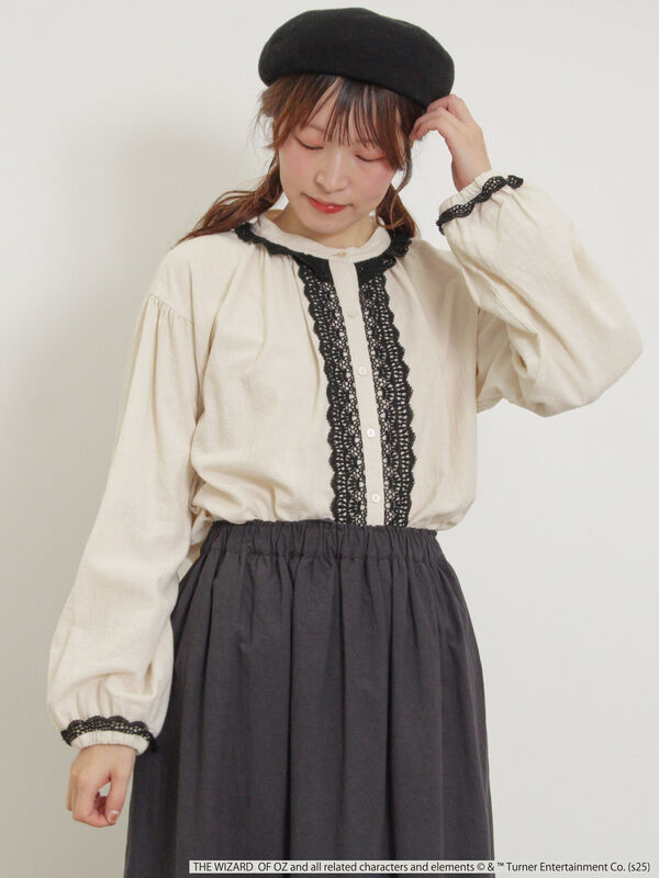 セール】 【オズの魔法使】配色レースブラウス（オフホワイト/キナリ