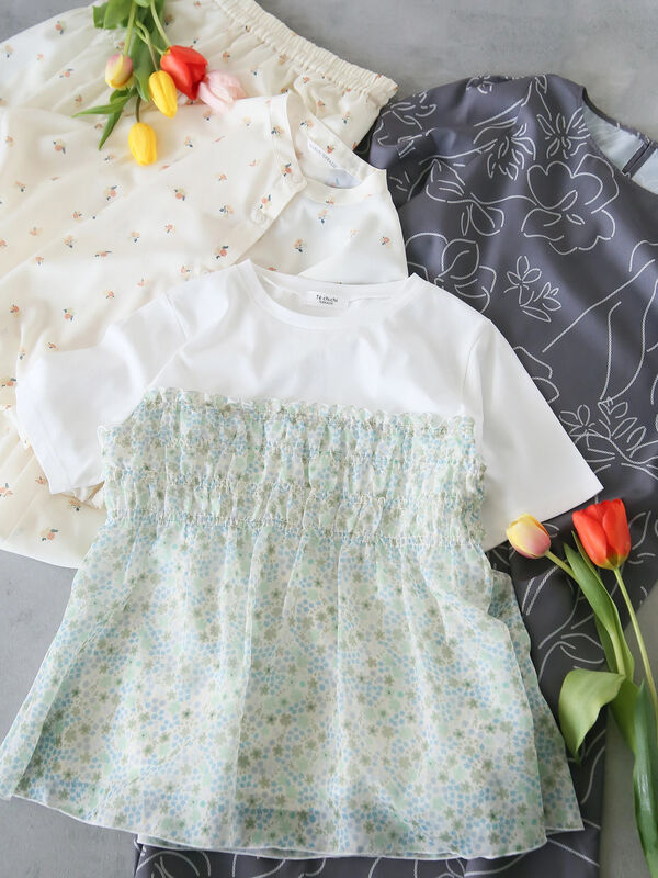 セール】 【日比谷花壇コラボ】プリントクロップドシャツ