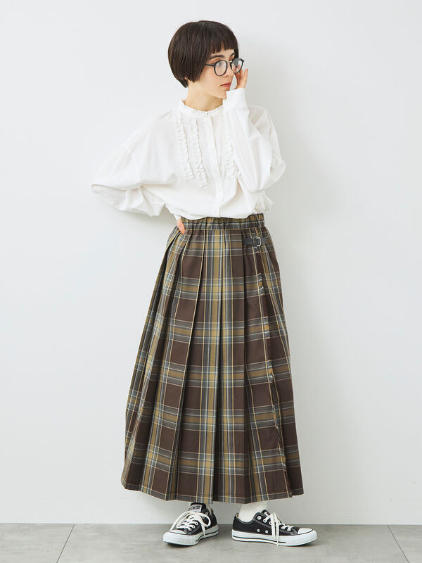 セール】 チェックプリーツスカート（グレー/ブラック/ブラウン
