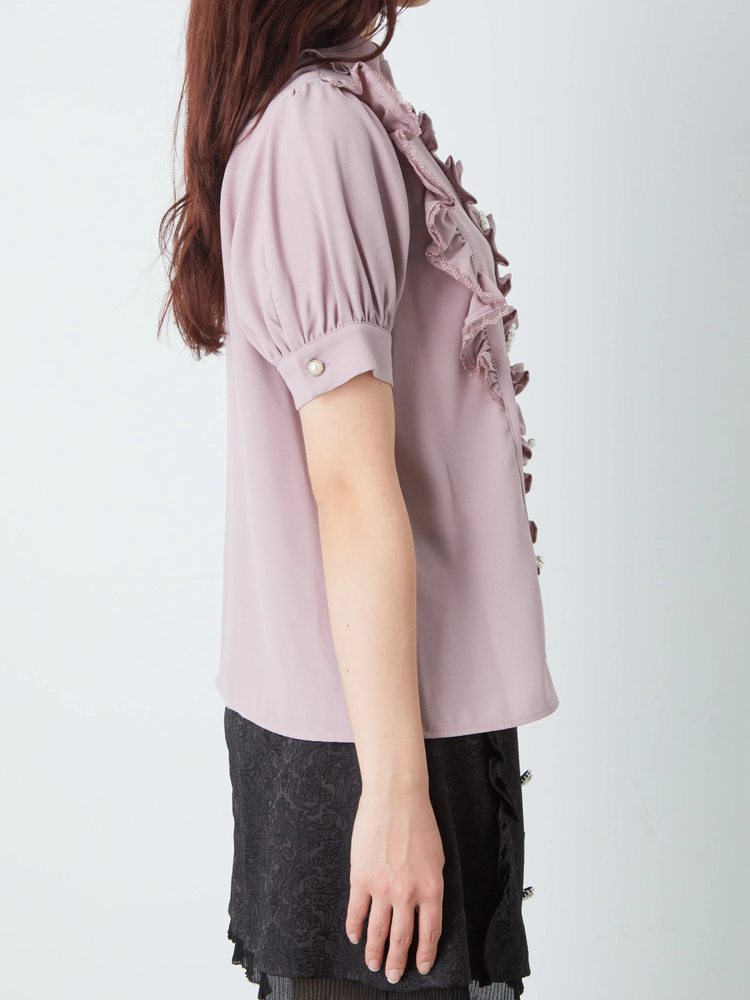 フロントビジューハイネックパフブラウス - Ank Rouge(アンクルージュ