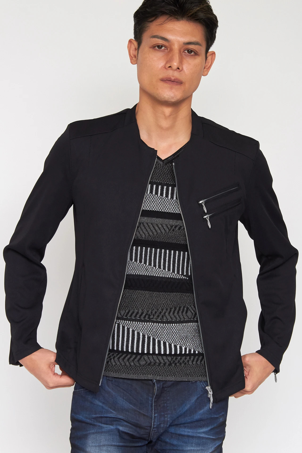 00s TORNADO MART ヒョウ柄 ポリ ライダースジャケット グランジ