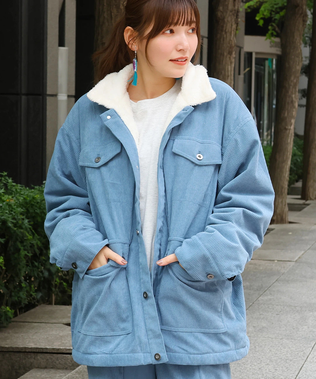 コーデュロイ裏ボアブルゾン / ジャケット・ブルゾン | エスニック
