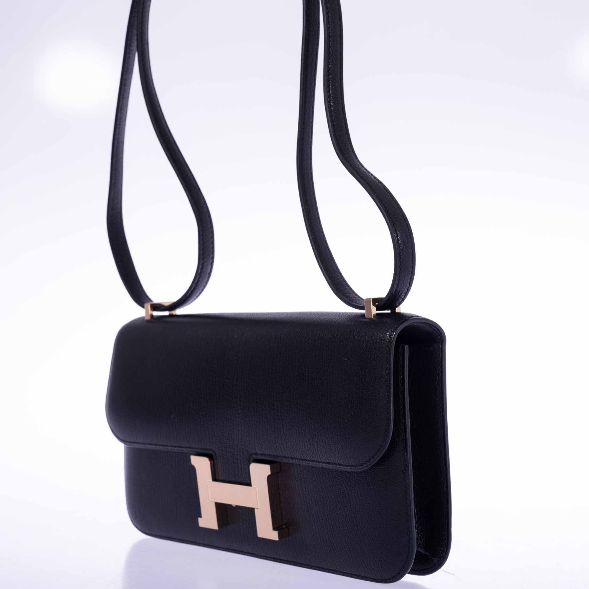 Hermès Constance Elan 29 Black Chèvre Permabrass Hardware | JANEFINDS