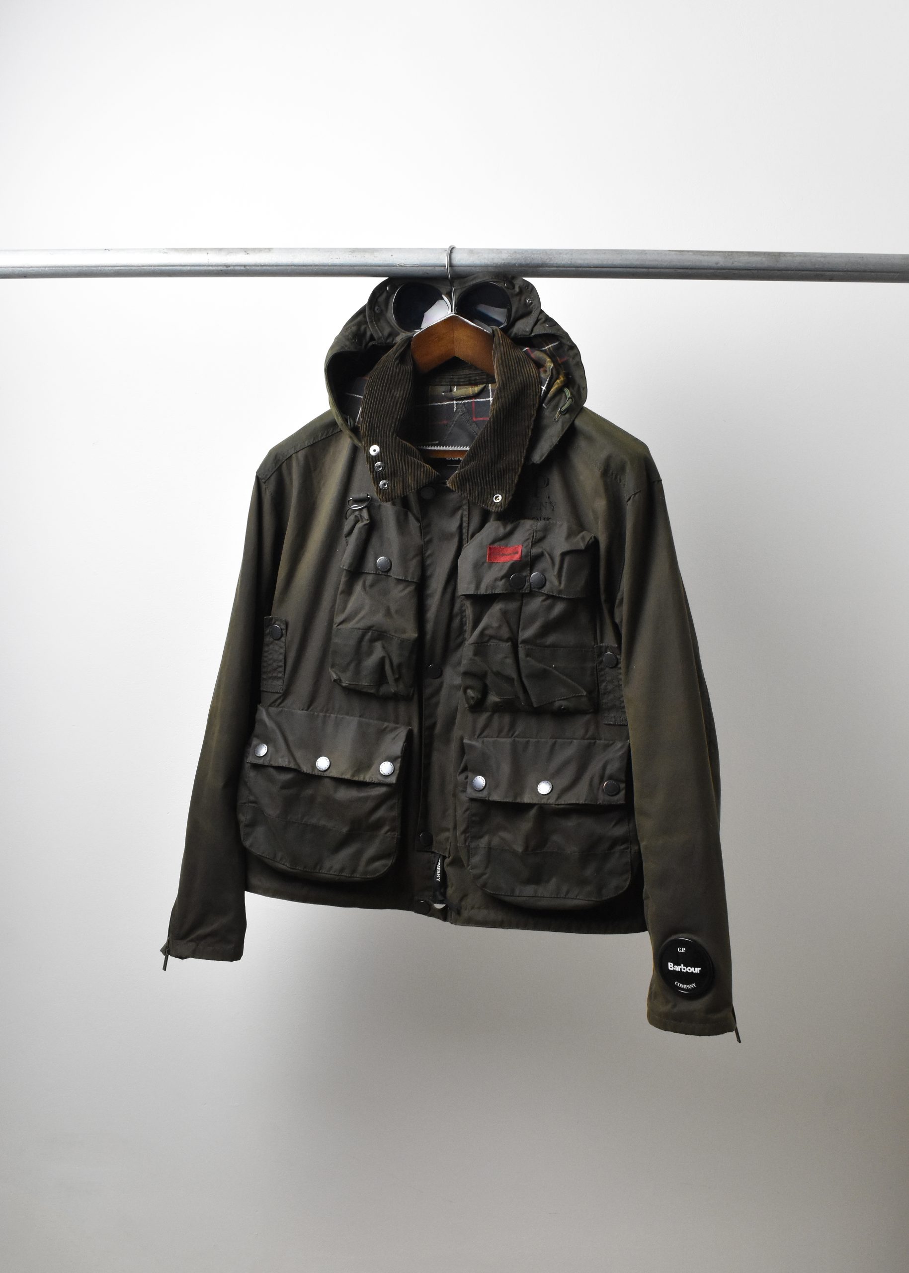 CP COMPANY X BARBOUR 500 MIGLIA WAXED MULTI POCKET JACKET (L