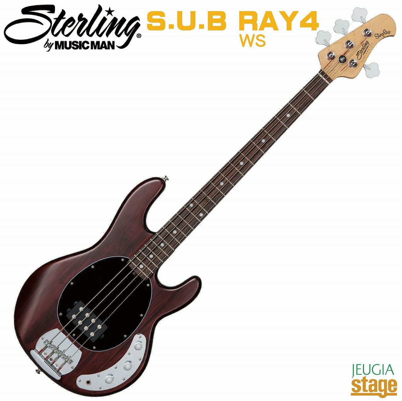 Sterling By Musicman SUB STINGRAY RAY4 Trans Black Satin S.U.B.
