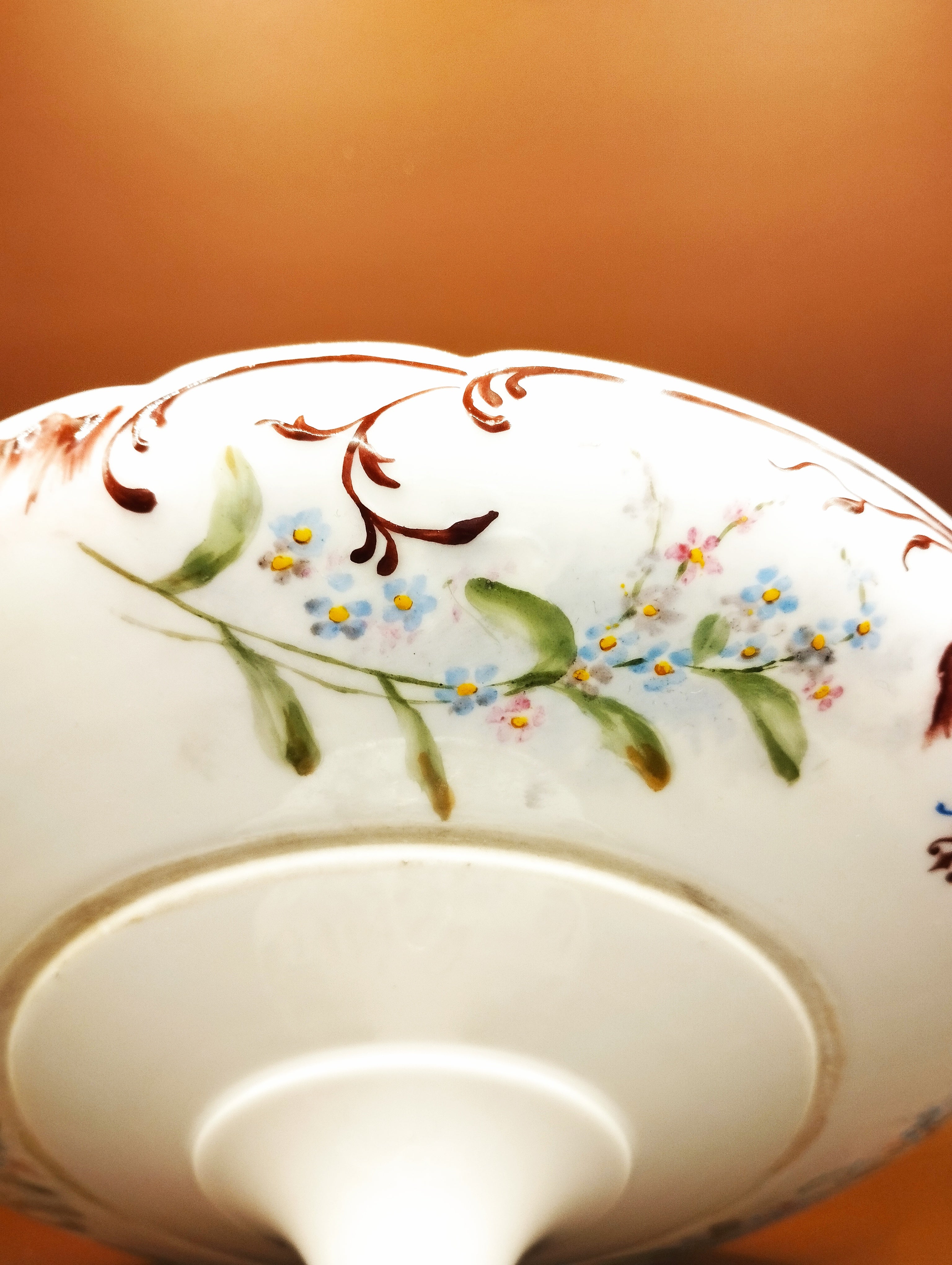 コンポティエ 19世紀 | 海老茶色唐草×花柄・フランス製アンティーク